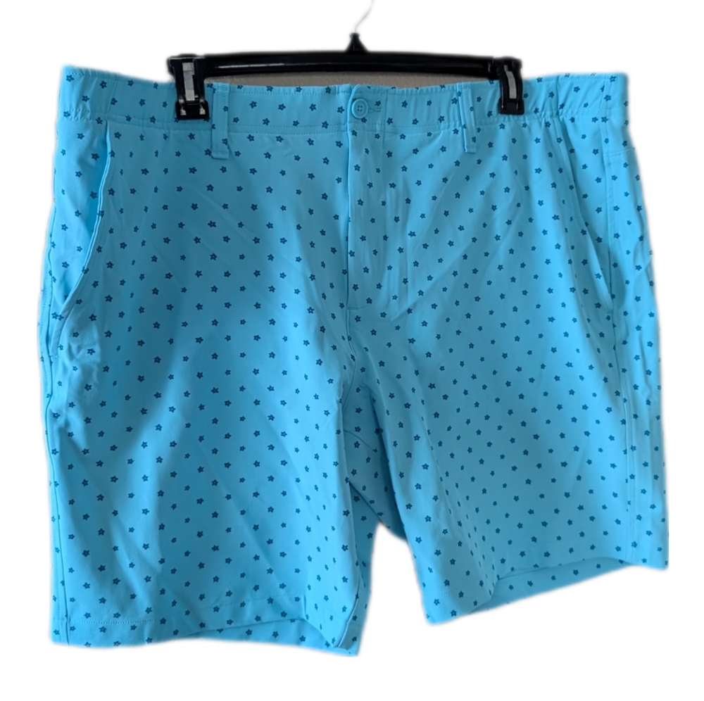 Under Armor UA Shorts sz 42 Blue Floral Golf Athletic Flat Front Storm Tech New